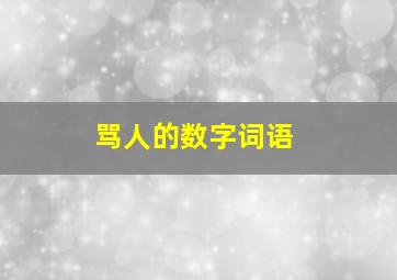 骂人的数字词语