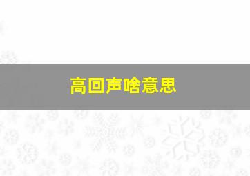 高回声啥意思