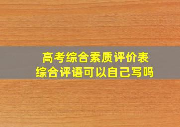 高考综合素质评价表综合评语可以自己写吗