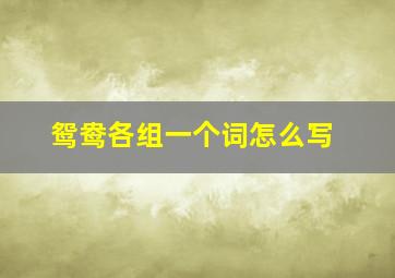 鸳鸯各组一个词怎么写