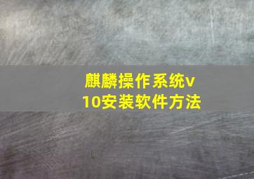 麒麟操作系统v10安装软件方法