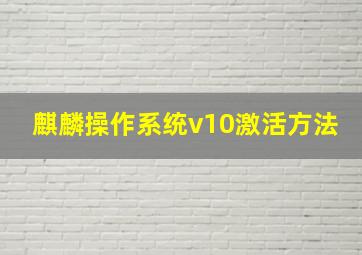 麒麟操作系统v10激活方法