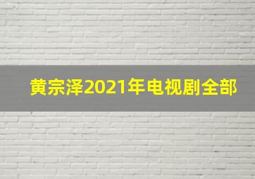 黄宗泽2021年电视剧全部