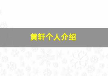 黄轩个人介绍