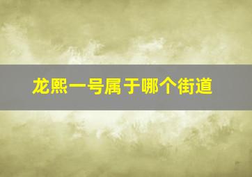 龙熙一号属于哪个街道