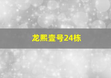 龙熙壹号24栋